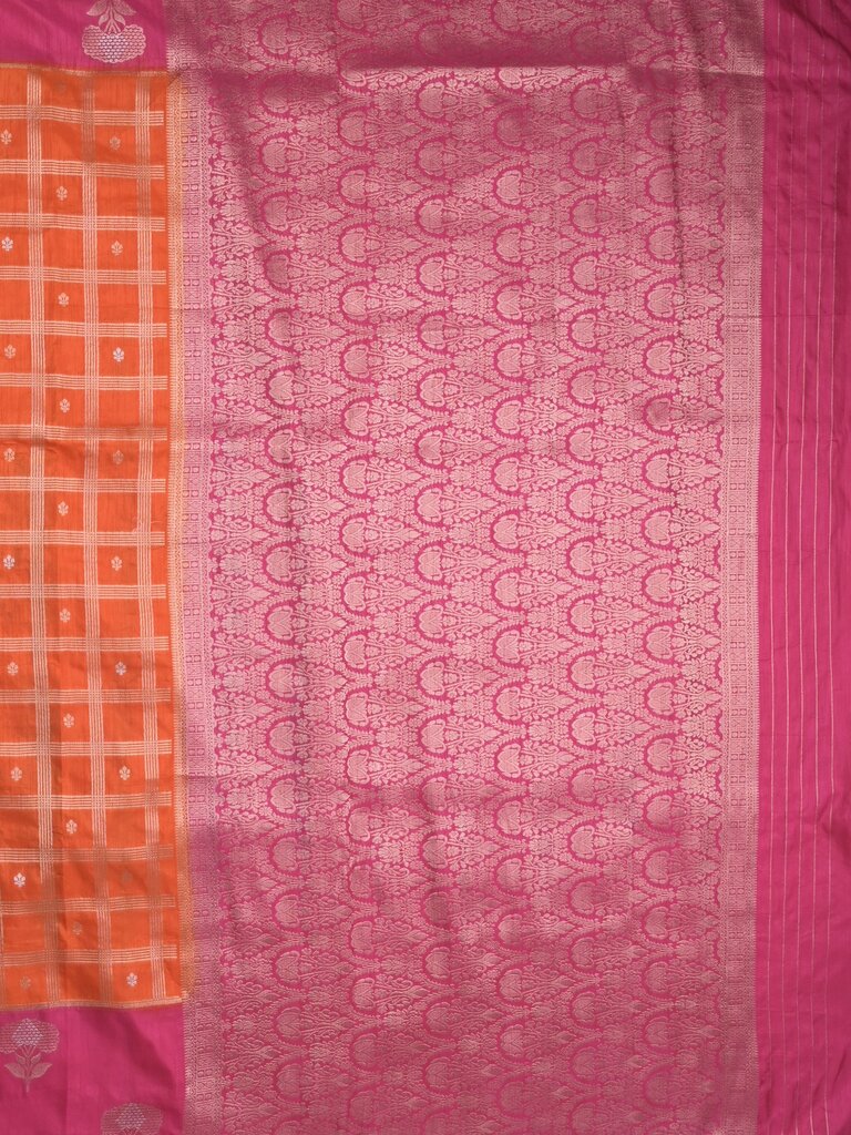 Jute matka fancy saree for women | orange | checks | party wear