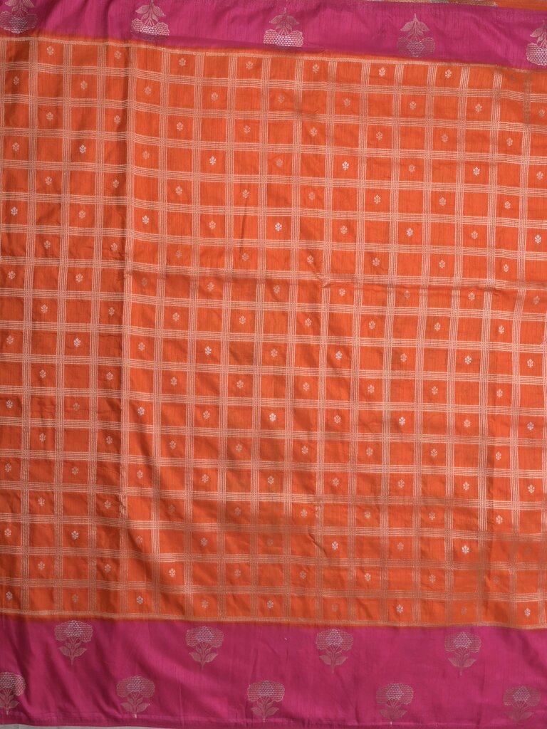 Jute matka fancy saree for women | orange | checks | party wear