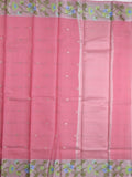 Kota fancy saree pink color allover zari motifs & zari border with self pallu and running blouse