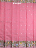 Kota fancy saree pink color allover zari motifs & zari border with self pallu and running blouse