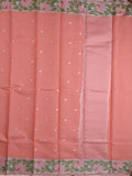 Kota fancy saree peach color allover zari motifs & zari border with self pallu and running blouse
