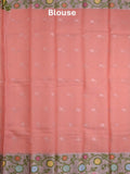 Kota fancy saree peach color allover zari motifs & zari border with self pallu and running blouse
