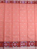 Kota fancy saree peach color allover zari motifs & zari border with self pallu and running blouse