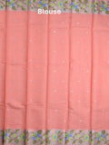 Kota fancy saree peach color allover zari motifs & zari border with self pallu and running blouse