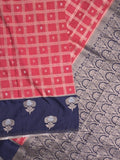 Jute matka fancy saree for women | orange | checks | party wear