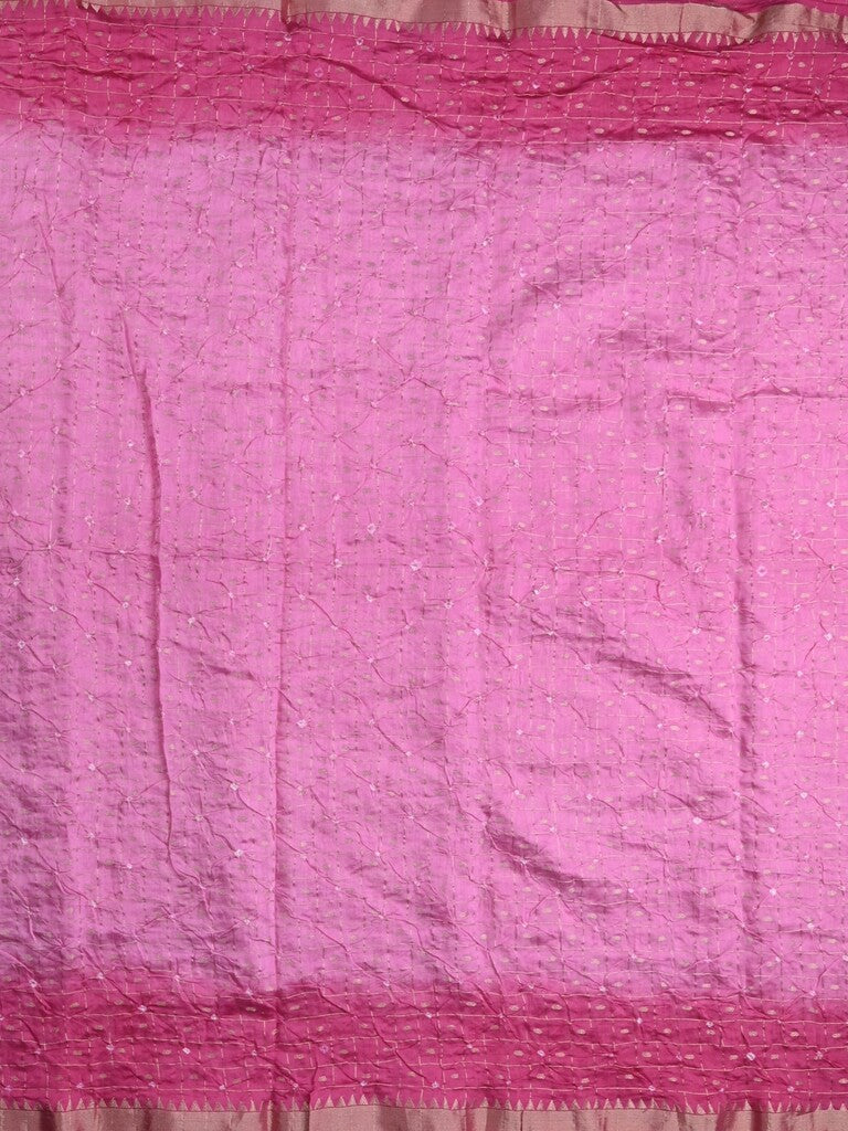 Munga bandhani fancy saree light purple color allover work & small zari border with contrast pallu and blouse