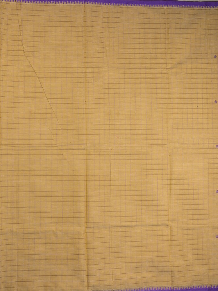 Kanchi cotton saree in cream color allover checks, motifs with self pallu and matching blouse