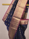 Leight weight kanchi pattu saree for women | royal blue | zari border | party wear