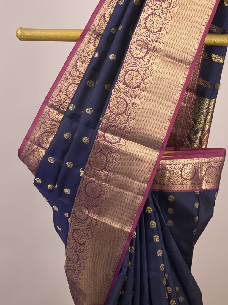 Leight weight kanchi pattu saree for women | royal blue | zari border | party wear