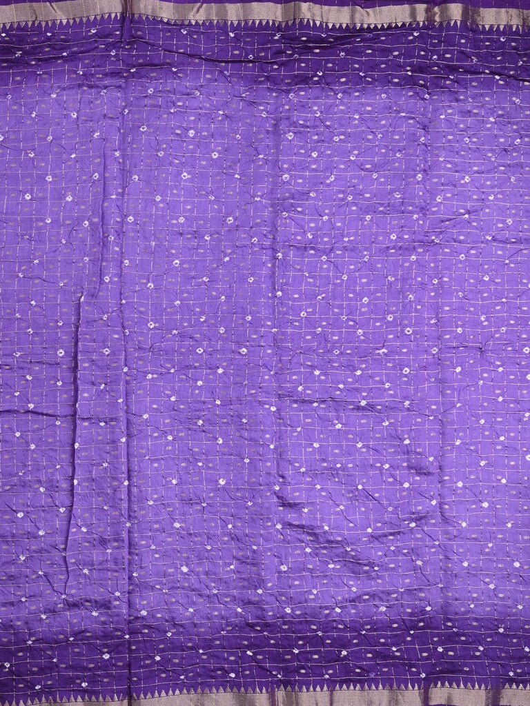 Munga bandhani fancy saree blue color allover work & small zari border with contrast pallu and blouse