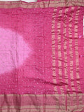 Munga bandhani fancy saree light purple color allover work & zari border with contrast pallu and blouse