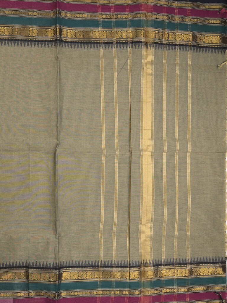 Kanchi cotton saree in grey color allover plain with self pallu and matching blouse