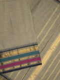 Kanchi cotton saree in grey color allover plain with self pallu and matching blouse