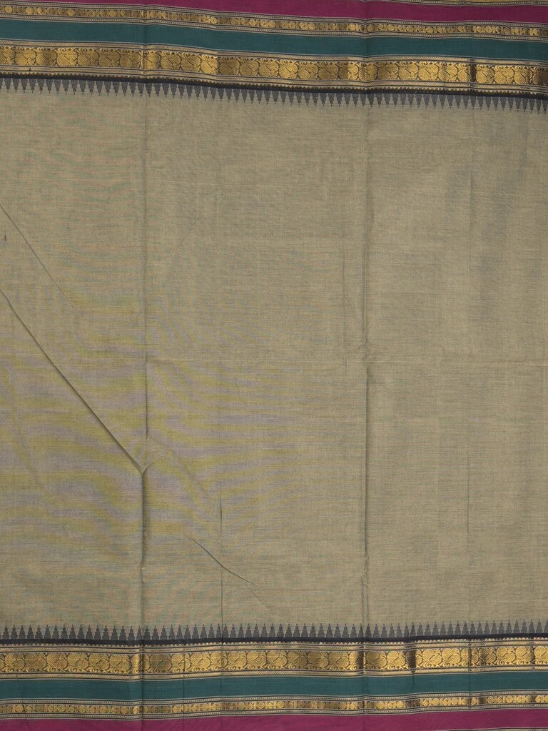 Kanchi cotton saree in grey color allover plain with self pallu and matching blouse