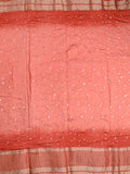 Munga bandhani fancy saree peach color allover work & zari border with contrast pallu and blouse
