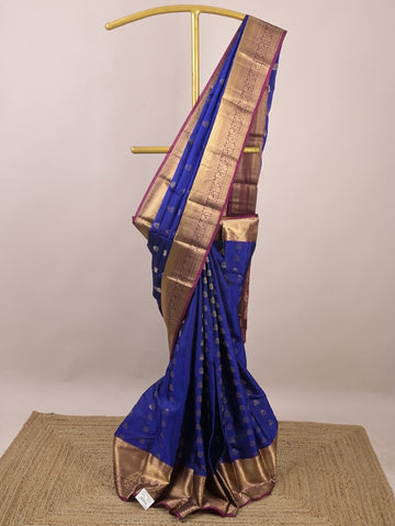 Leight weight kanchi pattu saree for women | royal blue | zari border | party wear