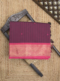 Kanchi cotton saree in wine color allover motifs with self pallu and matching blouse
