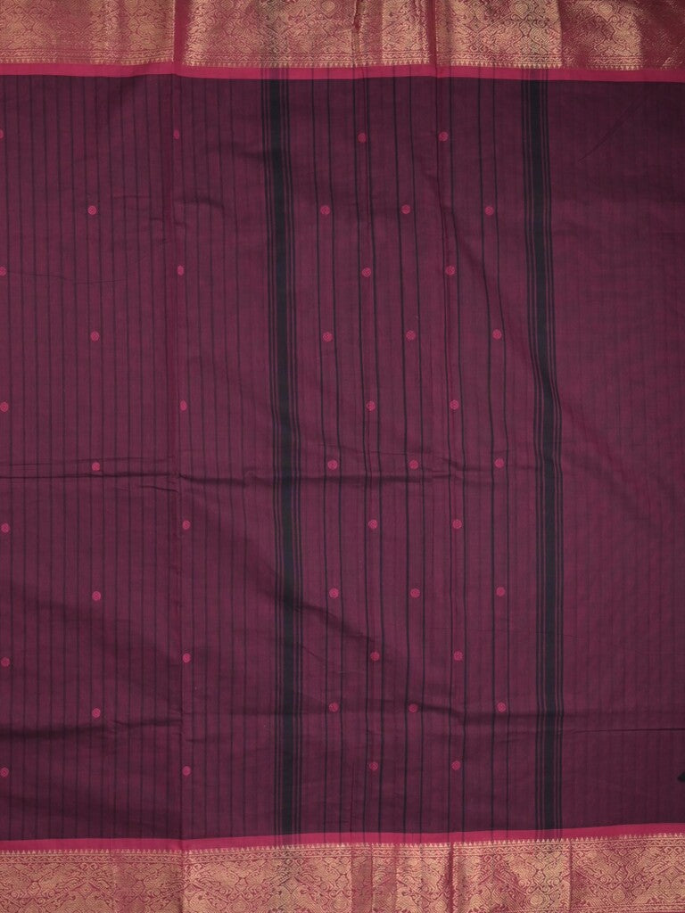 Kanchi cotton saree in wine color allover motifs with self pallu and matching blouse