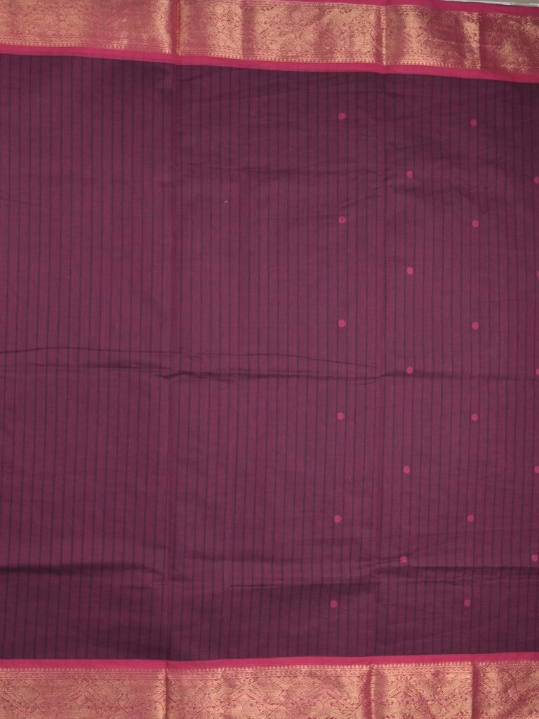Kanchi cotton saree in wine color allover motifs with self pallu and matching blouse