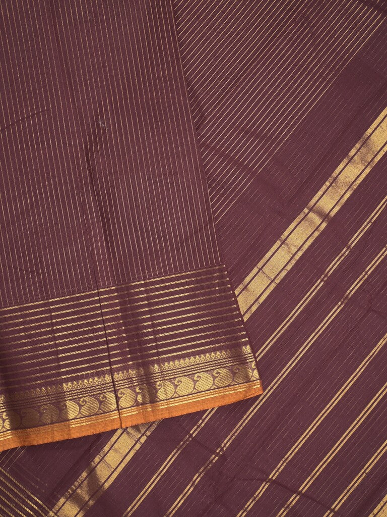 Kanchi cotton saree in maroon color with self pallu and matching blouse