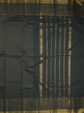 Kanchi cotton saree in black color with self pallu and matching blouse