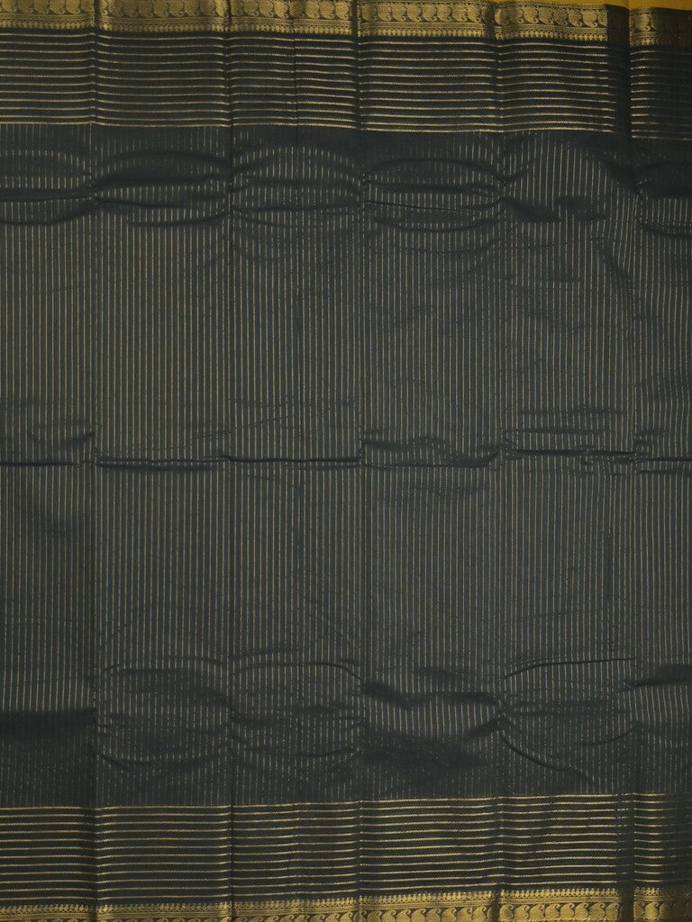 Kanchi cotton saree in black color with self pallu and matching blouse