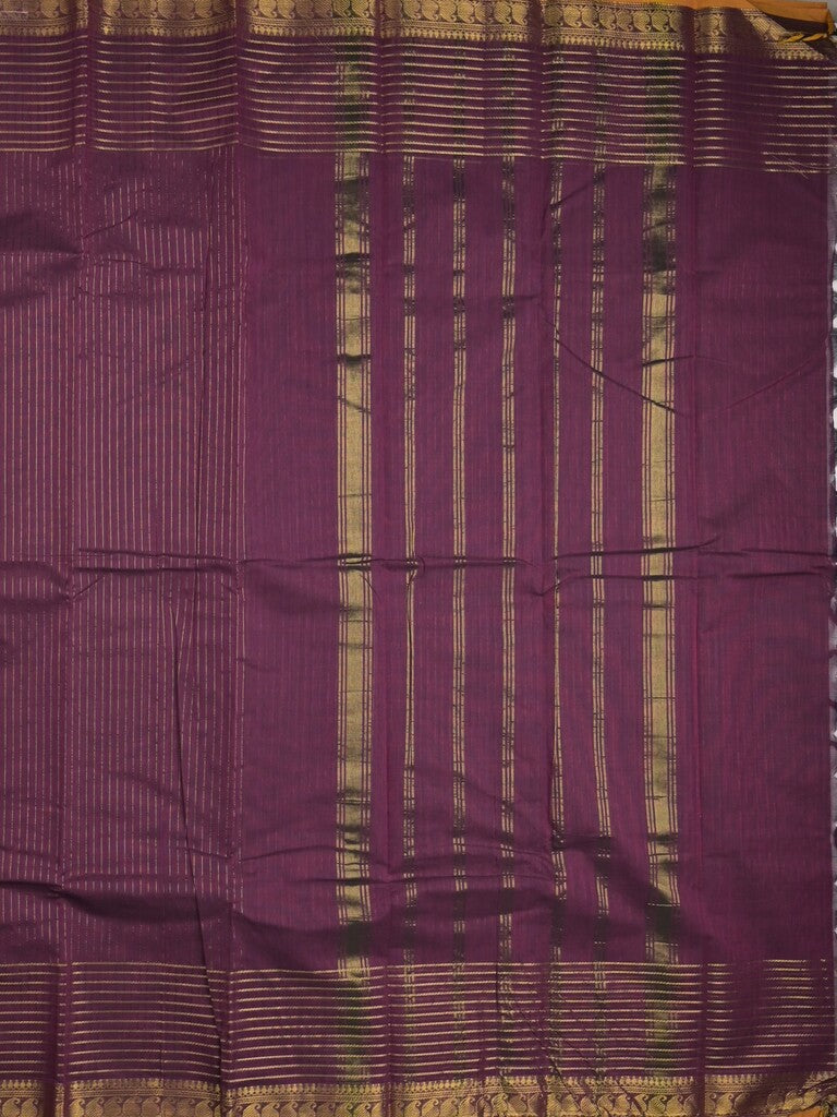 Kanchi cotton saree in magenta color with self pallu and matching blouse