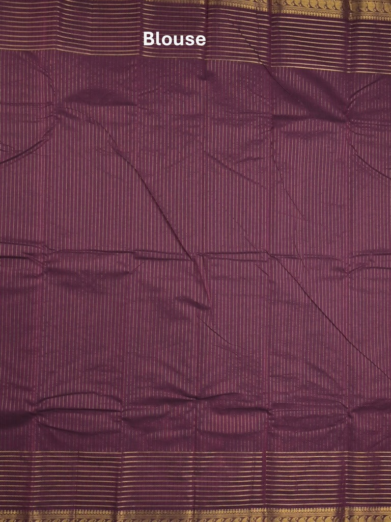 Kanchi cotton saree in magenta color with self pallu and matching blouse