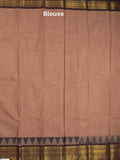 Kanchi cotton saree in peach color allover motifs with self pallu and matching blouse