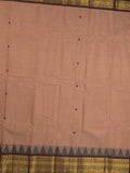 Kanchi cotton saree in peach color allover motifs with self pallu and matching blouse