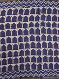 Maheswari fancy saree in navy blue color with printed pallu and attached blouse