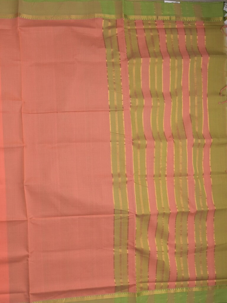 Mangalagiri cotton saree in light pink color with temple border and matching blouse