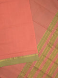 Mangalagiri cotton saree in light pink color with temple border and matching blouse