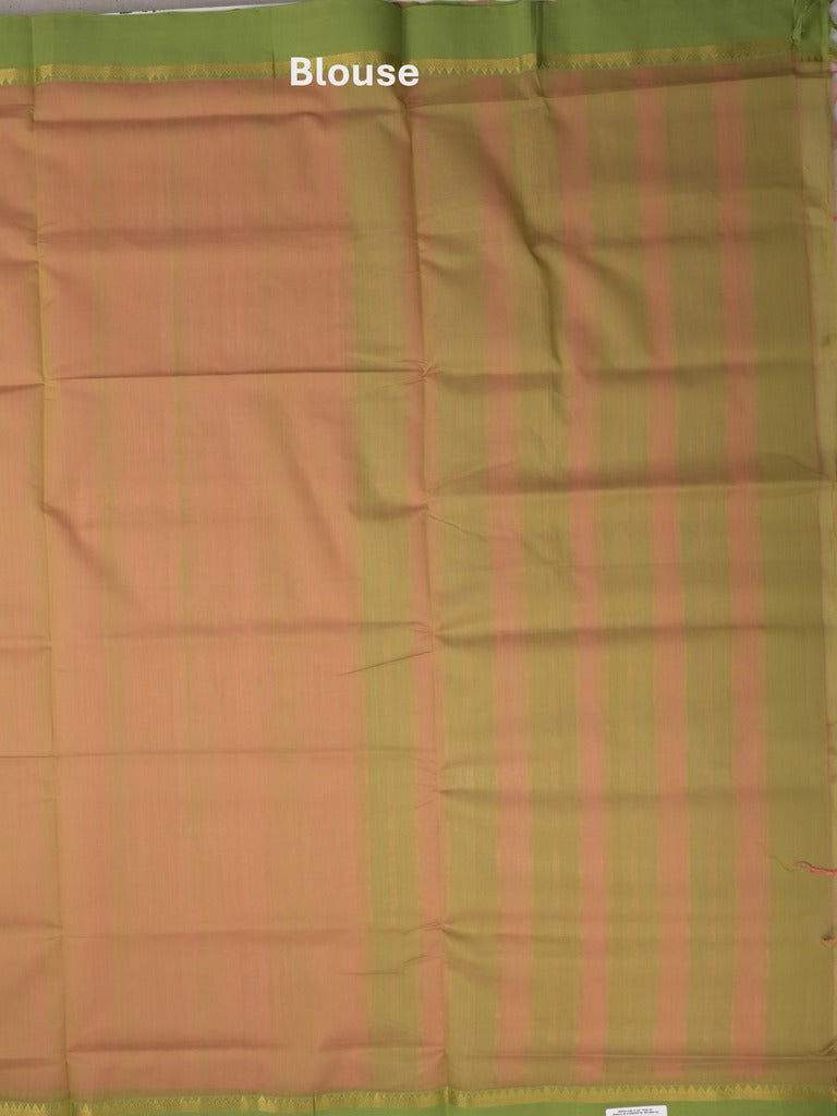 Mangalagiri cotton saree in light pink color with temple border and matching blouse