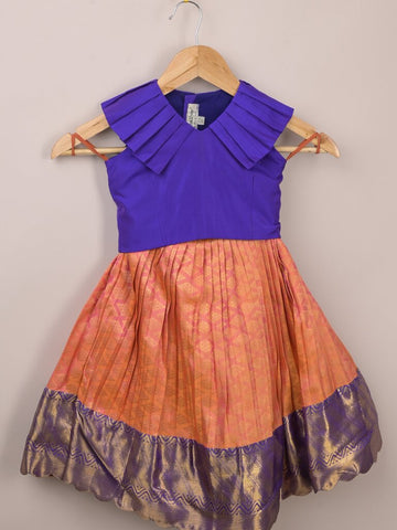 Designer pattu lehengas for kids | coral orange | festive & party wear | 3-4 years
