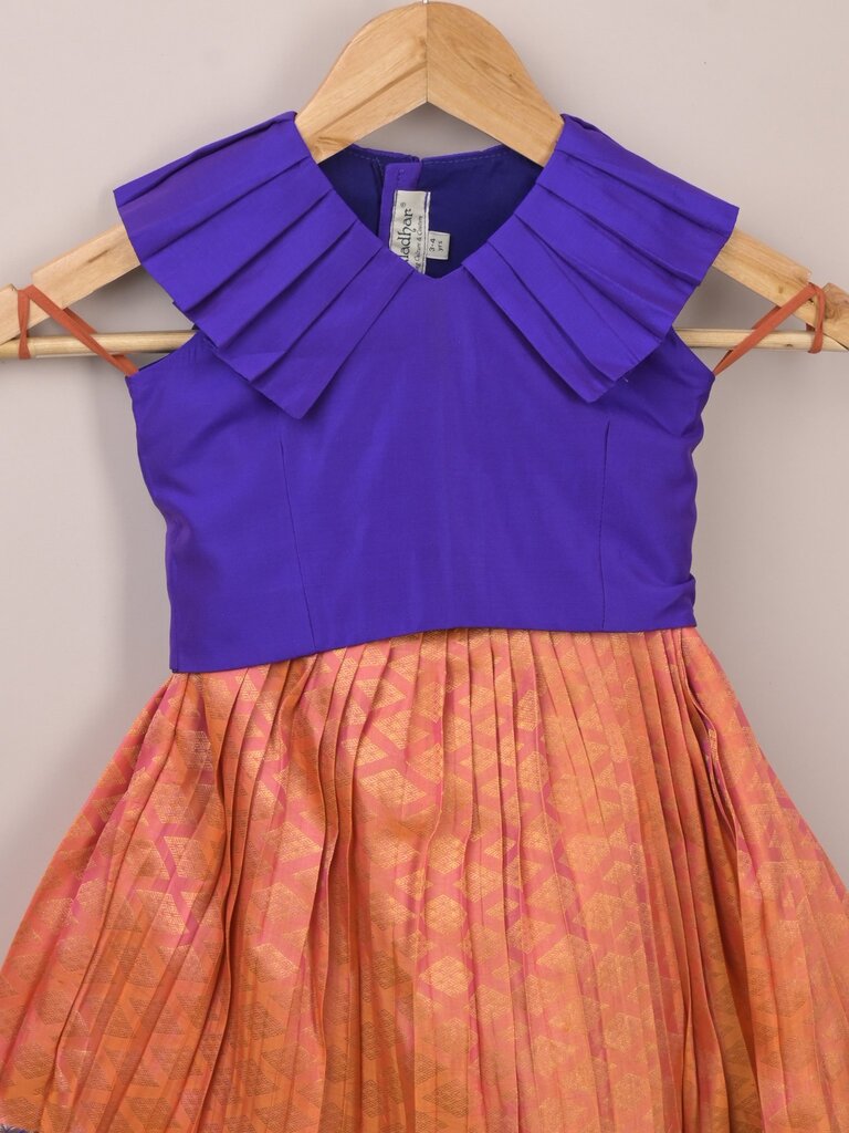 Designer pattu lehengas for kids | coral orange | festive & party wear | 3-4 years