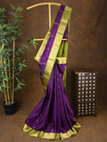 Kanchi pattu saree violet color allover zari motifs & zari border with rich pallu and contrast plain blouse