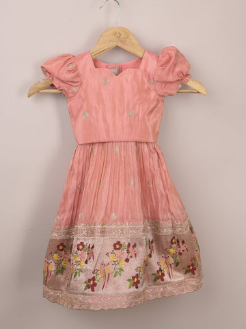 Kids Traditional Pattu Lehenga Set | baby pink | Festive & Ethnic Wear | 0-1 year