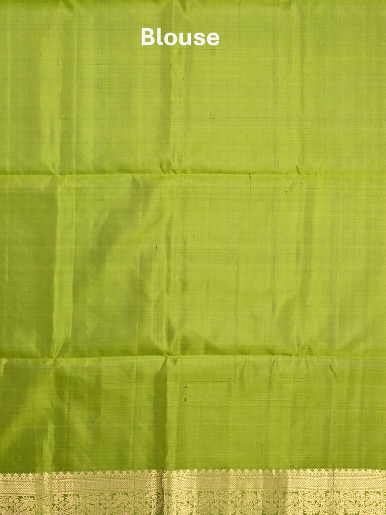 Kanchi pattu saree dark purple color allover zari motifs & zari border with rich pallu and contrast plain blouse