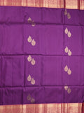 Kanchi pattu saree violet color allover zari motifs & zari border with rich pallu and contrast plain blouse