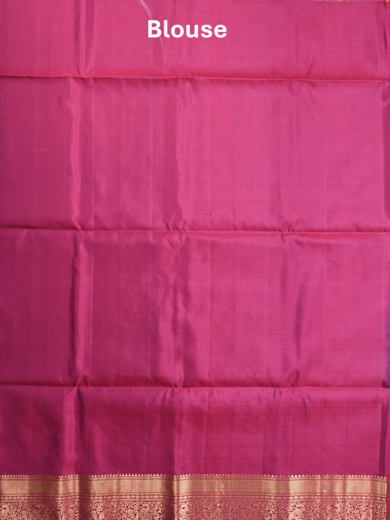 Kanchi pattu saree violet color allover zari motifs & zari border with rich pallu and contrast plain blouse