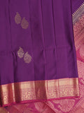 Kanchi pattu saree violet color allover zari motifs & zari border with rich pallu and contrast plain blouse