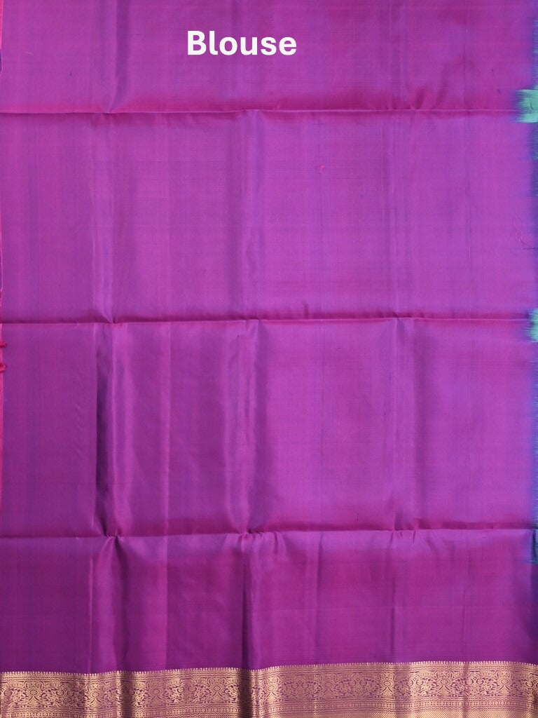 Kanchi pattu saree sky blue color allover zari motifs & zari border with rich pallu and contrast plain blouse