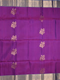Kanchi pattu saree purple color allover zari motifs & zari border with rich pallu and contrast plain blouse