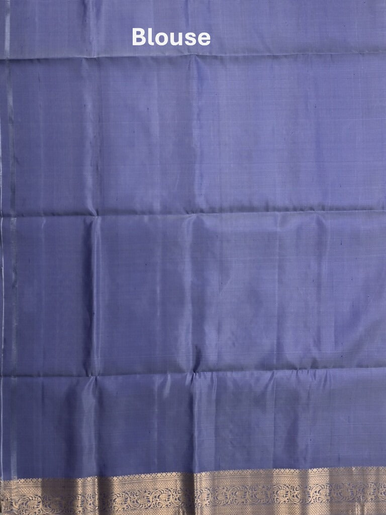 Kanchi pattu saree purple color allover zari motifs & zari border with rich pallu and contrast plain blouse