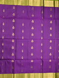 Kanchi pattu saree violet color allover zari motifs & zari border with rich pallu and contrast plain blouse