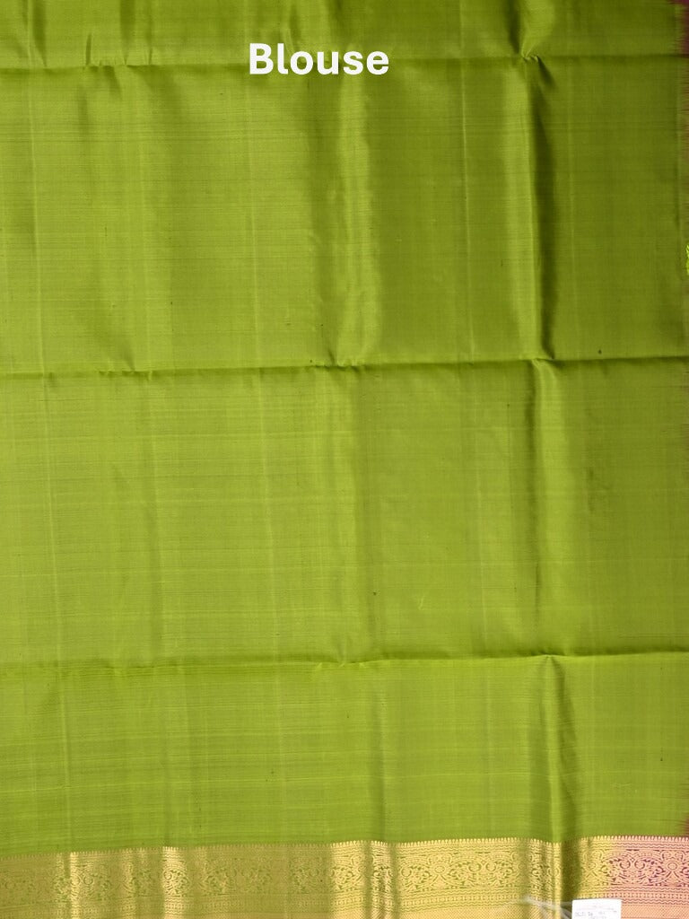 Kanchi pattu saree violet color allover zari motifs & zari border with rich pallu and contrast plain blouse