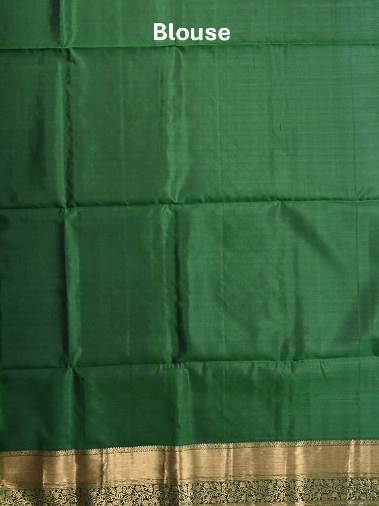 Kanchi pattu saree dark blue color allover zari motifs & zari border with rich pallu and contrast plain blouse