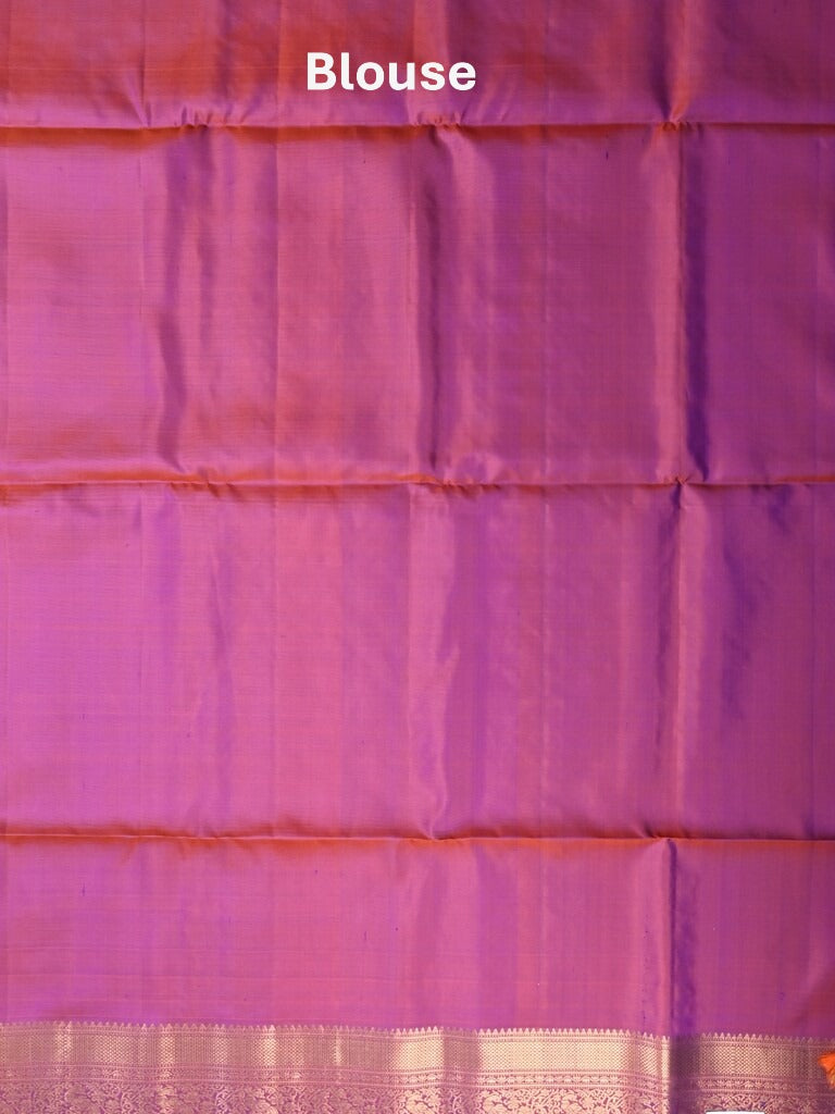 Kanchi pattu saree navy blue color allover zari motifs & zari border with rich pallu and contrast plain blouse