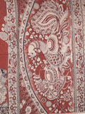 Kalamkari cotton saree in red color with contrast pallu and matching blouse